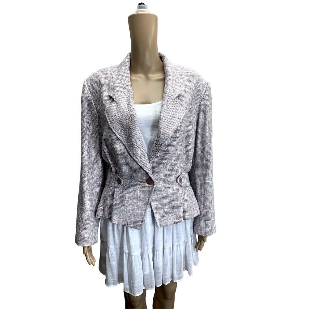 Vintage Thermo Jac Tweed  Silk & Flax Peplum Blazer